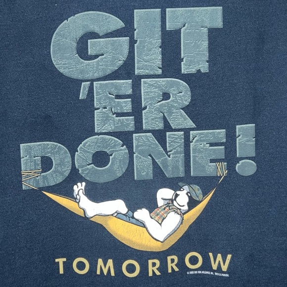 Vintage Big Dogs Long Sleeve T-Shirt Navy Graphic Crewneck Get 'Er Done! Size XL - Picture 4 of 6